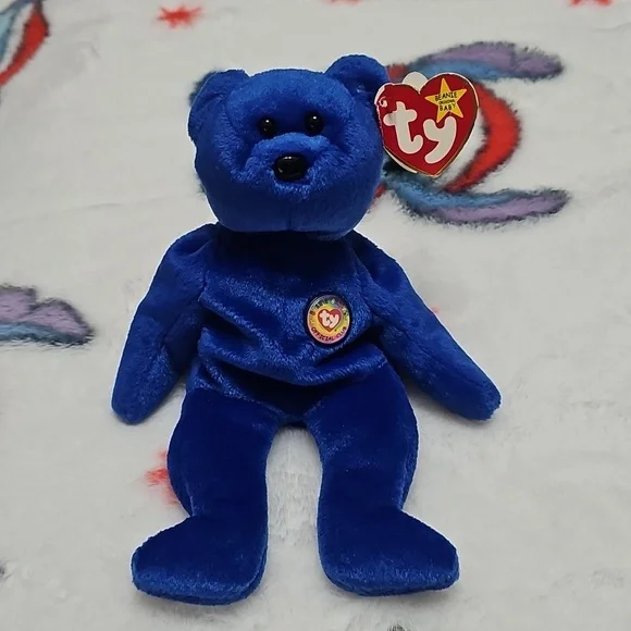 Ty Beanie Babies Original 1998 RARE Clubby Blue Teddy Bear Plush Toy NWOB